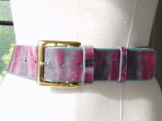 Pink & Turquoise Piped Karung Snakeskin Belt